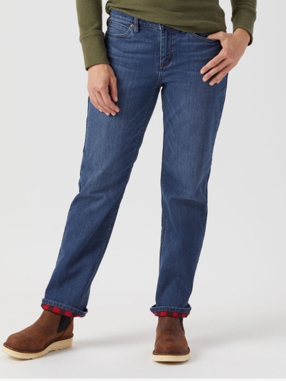 Duluth Trading Co Women's Daily Denim Lined Straight Leg Jeans